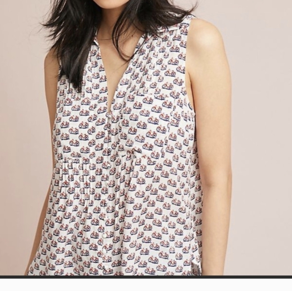 Anthropologie "5 Of 52 Conversations" Blouse Sz.XS Bicycle